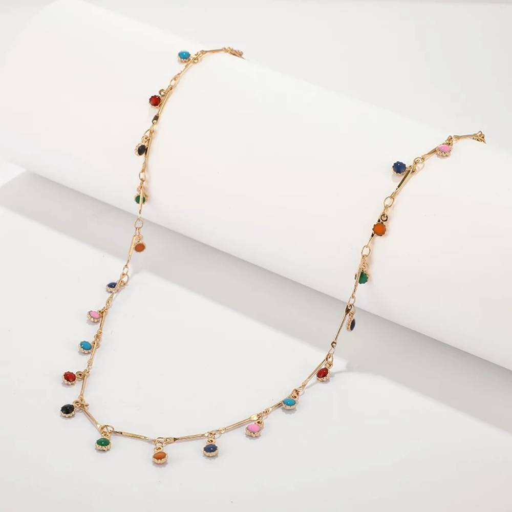 *1 LEFT* Dainty Colorful Charm Choker Necklace - Picture 4 of 6